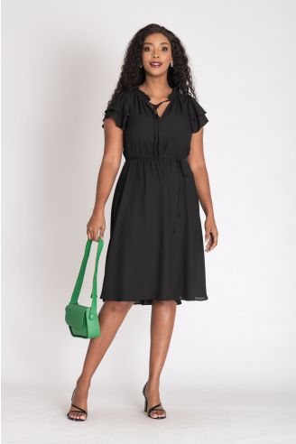 Frill Sleeve Flare Dress