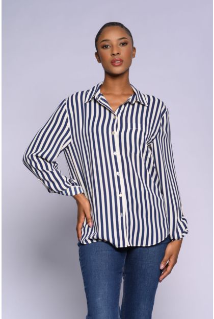 Navy Stripe Woven Shirt