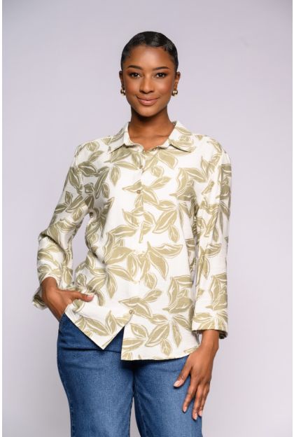 Print Woven Khaki Top
