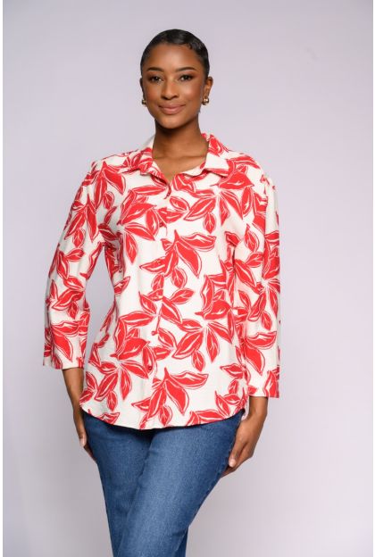 Print Woven Red Top