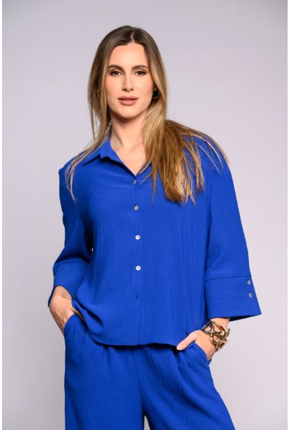 Textured Cobalt Blue Woven Top
