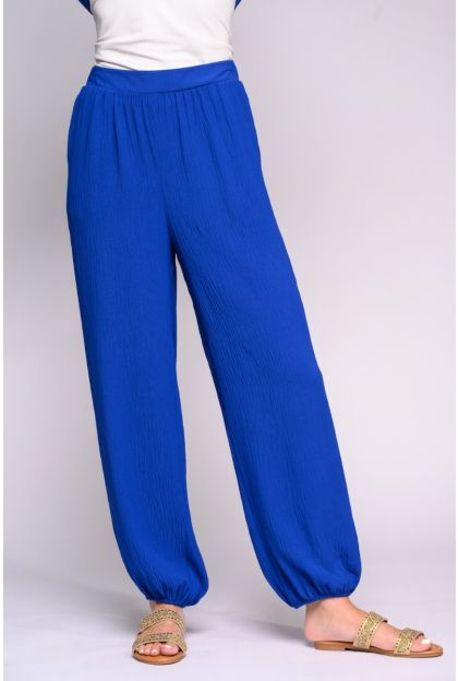 Textured Cobalt Blue Woven Pants