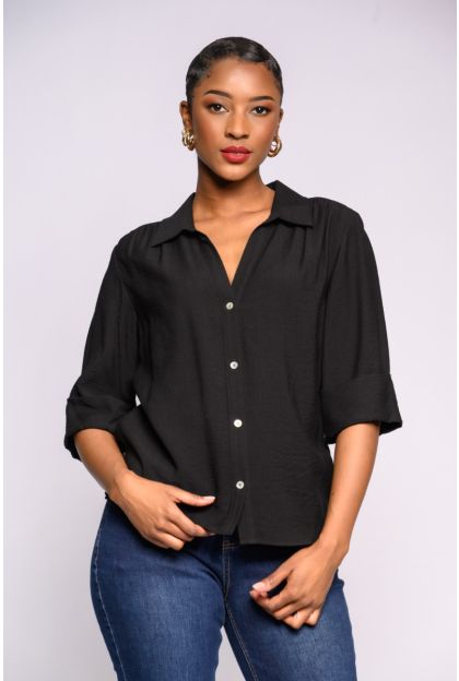 Sienna Black Woven Top