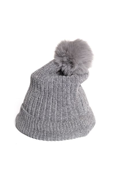 Pompom Chenille Beanie