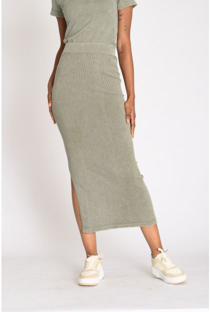 Distress Rib Skirt