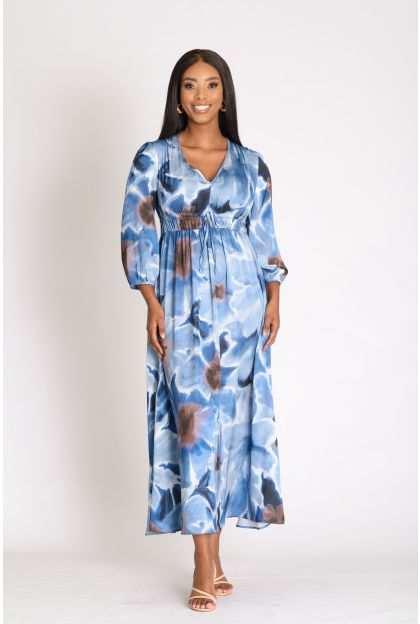 Print Maxi Satin Dress