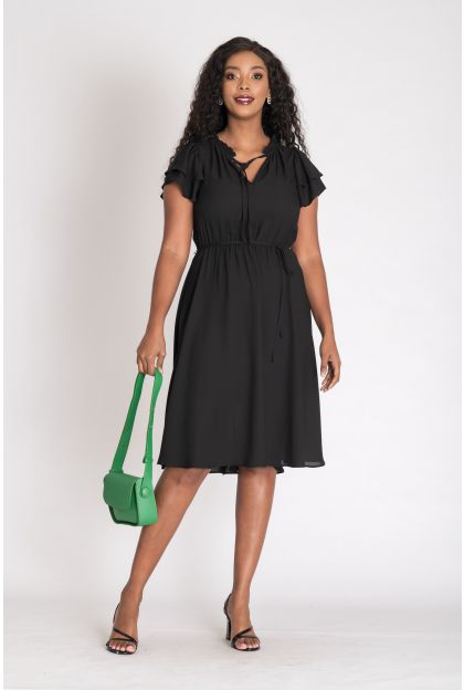 Frill Sleeve Flare Dress