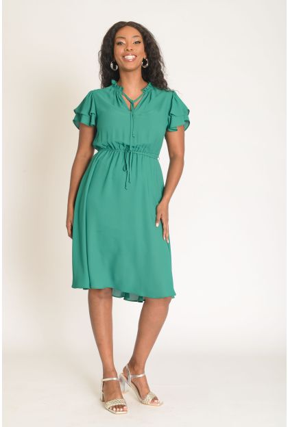 Frill Sleeve Flare Dress