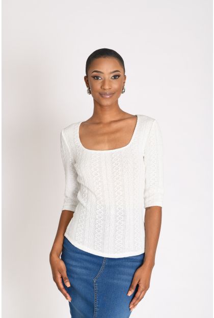 Jacquard Lace Knit Top