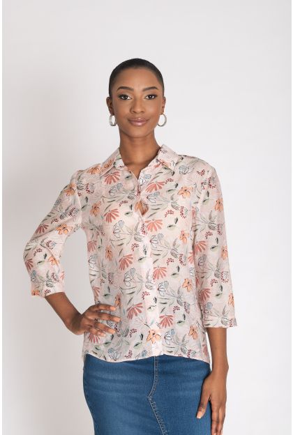 Print Woven 3/4 SL Blouse