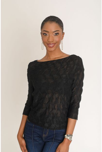 Textured Sheer Knit Top