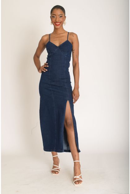 Denim Maxi Strappy Dress