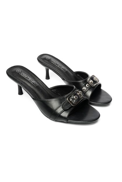 Buckle Trim Kitten Heel