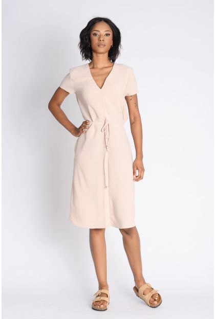 Cap Slv Belted Pocket Dress