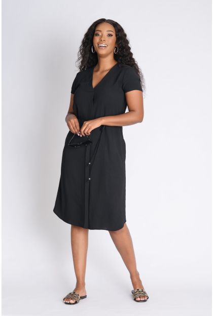 Cap Slv Belted Pocket Dress