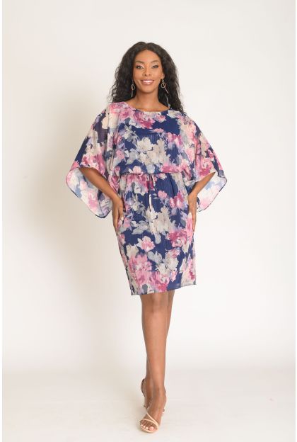 Rose Floral Lurex Stripe Dress