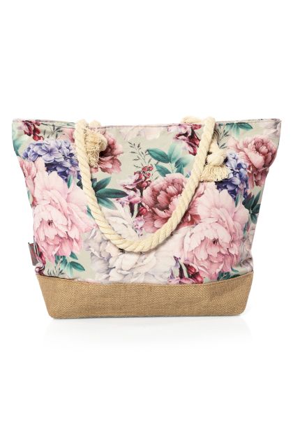 Rose Print Beach Bag