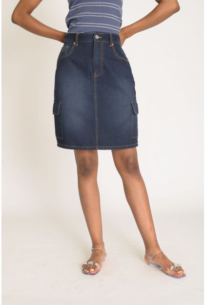 Denim Cargo Skirt