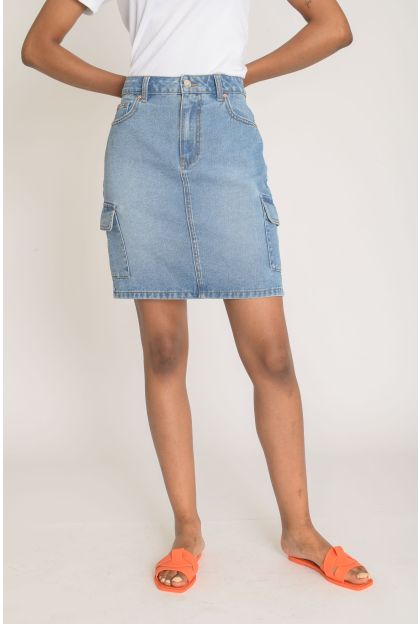 Denim Cargo Skirt