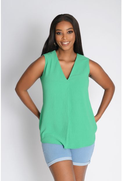 V Neck Woven Top