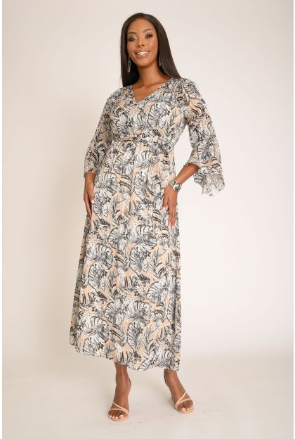 Lurex Print Maxi Wrap Dress