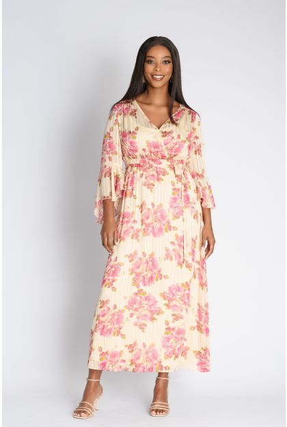 Lurex Print Maxi Wrap Dress