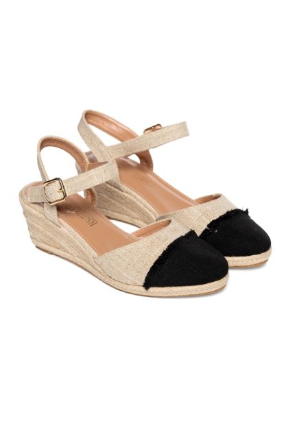Two Tone Mid Heel Wedge