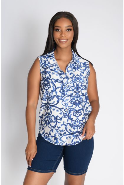 Button Through Print Top