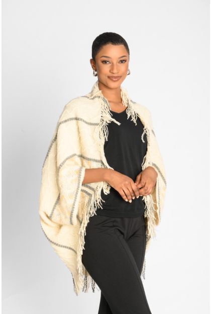 Multi Colour Tassel Sleeve Poncho