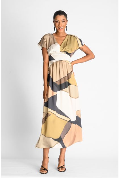 Print Satin Maxi Dress