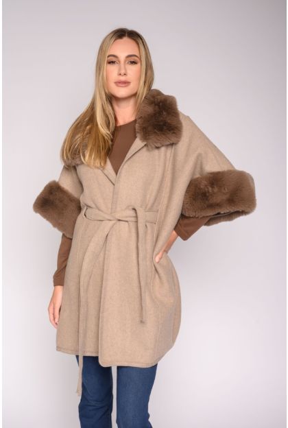 Belted Fur Poncho