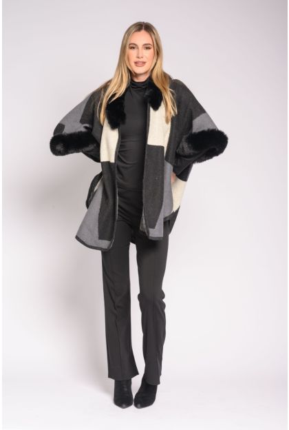 Multi Colour Fur Poncho