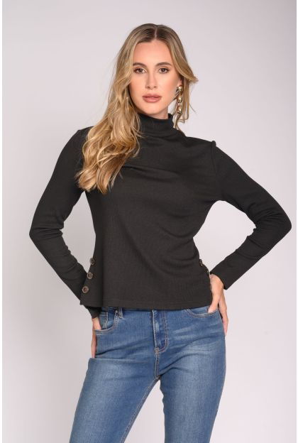 Brush Knit Button Top