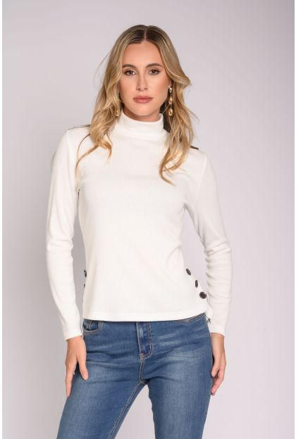 Brush Knit Button Top