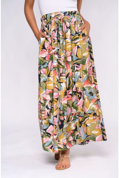 Print Floral Maxi Skirt