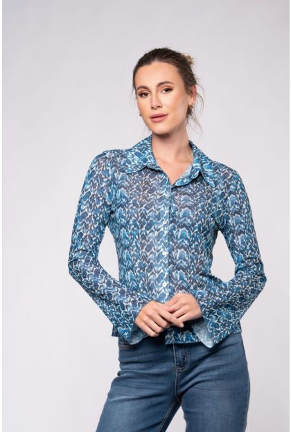 Mesh Button Through Shirt