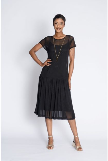 Plain Mesh Maxi Dress