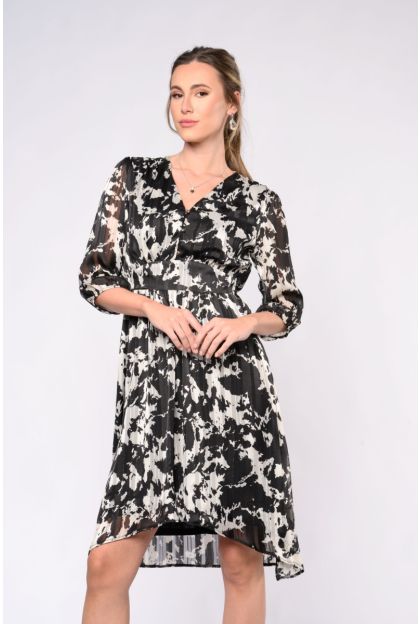 Print Lurex Stripe Dress
