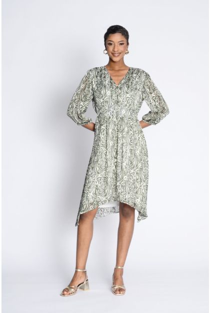 Print Lurex Stripe Dress