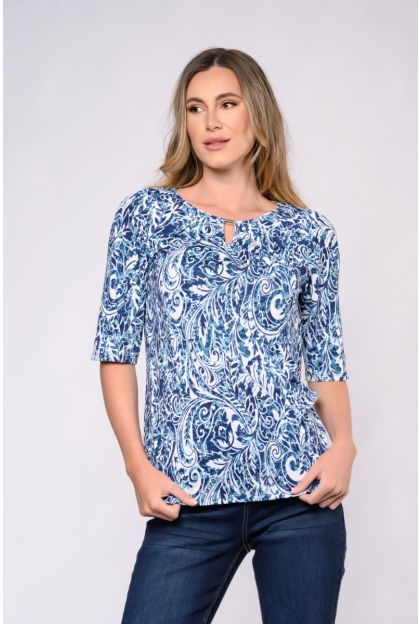 Print Slinky Knit Top
