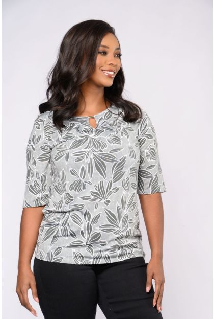 Print Slinky Knit Top