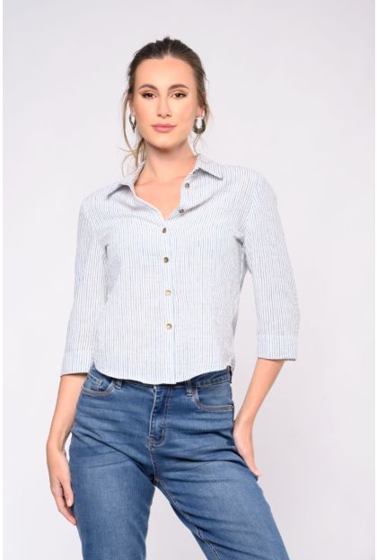 Stripe Crinkle Woven Top