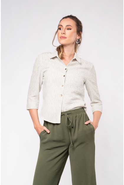 Stripe Crinkle Woven Top