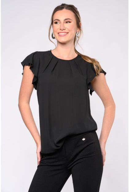 Plain Woven Frill Slv Top