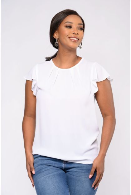 Plain Woven Frill Slv Top
