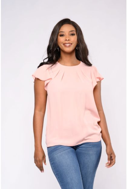 Plain Woven Frill Slv Top