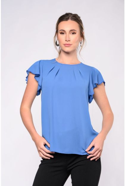 Plain Woven Frill Slv Top