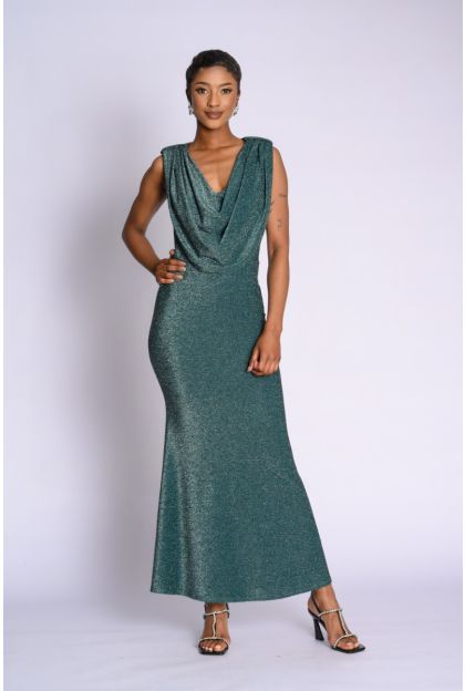 Lurex Maxi Cowl Dress