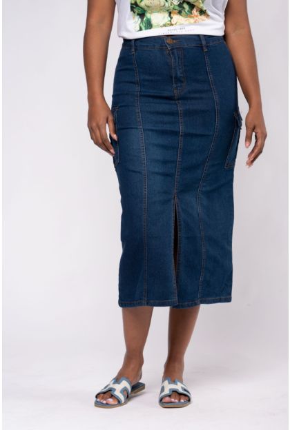 Denim Cargo Skirt
