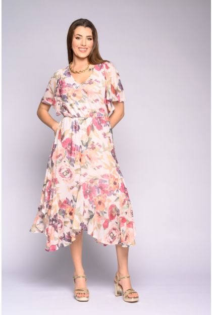 Print Maxi Mesh Dress